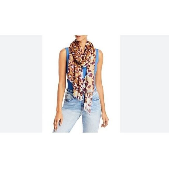 ECHO NEW YORK leopard animal print modal cotton women's scarf wrap- BROWN/BLUE - Picture 3 of 3